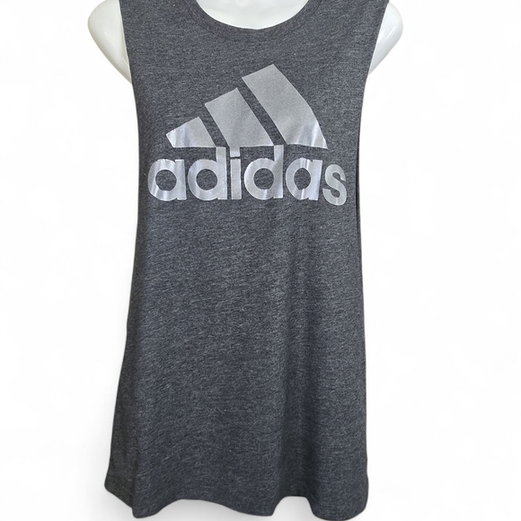 Adidas Dark Gray Performance Tee with White Text - Picture 1 of 3